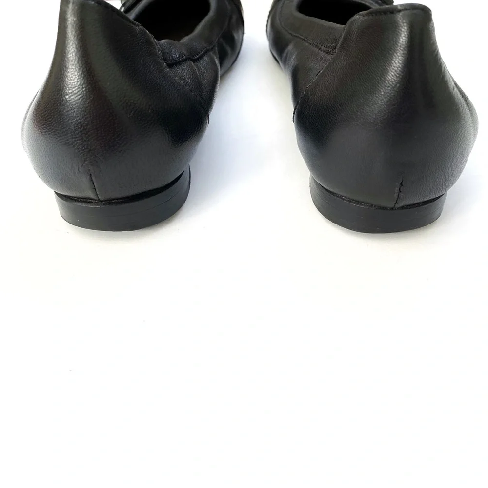 AGL Attilio Giusti Leombruni black leather patent round toe buckle ballet flats - Picture 3 of 9